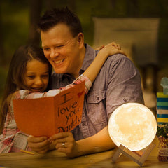 Kuber Industries 3D Moon Lamp | 7 Color Changing Moon Lamp | Chargeable Night Lamp for Kids Room | Home Decoration Lamp for Bedroom | Hall | 15 cm | White