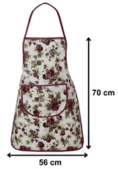 Kuber Industries Flower Design Jute Bib Apron with 1 Large Pocket Oil Stain Resistant Cooking Kitchen Apron for Men Women (Brown)-HS_38_KUBMART21208