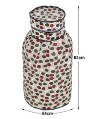 Heart Home PVC Circle Print Waterproof and Dustproof Cylinder Cover for Home & Kitchen Pack of 2 (Cream) 52HH3942