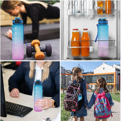 Kuber Industries Sipper Bottle 1 Litre|Water Tracker & Time Marker|Leakproof, BPA Free, Fitness Sports Water Bottle with Measurements(Gradient Blue & Purple, 1 Piece)|For Gym,Home,Travelling &Office