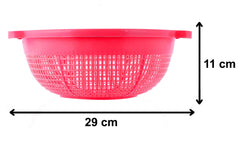Kuber Industries Baskets for Fruits and Vegetables, Multipurpose and Handy Storage Basket Unbreakable Round Plastic Basket (Pink)-Pack of 3-KUBMART15151