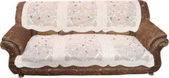 Kuber Industries Leaf Design Cotton 3 Seater Net Sofa Slip Cover, 70" x 29", Set of 2, White