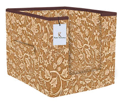 Kuber Industries Exclusive Metalic Printed 2 Piece Non Woven Shirt Stacker Wardrobe Organizer Set, (Brown & Brige) - CTGTC34916