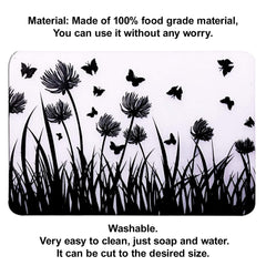 Kuber Industries Butterfly Print Waterproof, Stain Resistant, Washable Refrigerator/Fridge Drawer Mat, Set of 6 (White)