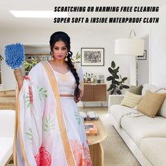 Heart Home Chenille Mitts|Microfiber Cleaning Gloves|Inside Waterproof Cloth Gloves|100 Gram Weighted Hand Duster|Chenille Gloves for Car|Glass|Pack of 2 (Blue & Pink)