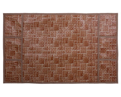 Heart Home Wooden Check Printed PVC Fridge Top Cover, Protect for Scratches, Wear & Tear and Dust with 6 Utility Side Pockets (Brown)