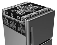 Kuber Industries Flower Printed Cotton Fridge Top Cover, Protect for Scratches, Wear & Tear and Dust with 6 Utility Side Pockets (Black), Standard