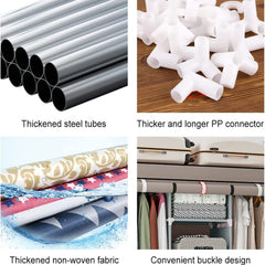 Heart Home Wardrobe for Clothes|Non Woven 2 Door Portable Clothes Rack|8 Shelf Foldable Almirah for Clothes|Brown