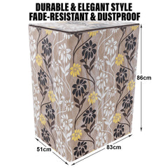 Heart Home Washing Machine Cover | Golden Flower Print Washing Machine Cover | Knitting Polyester | Top Load Semi-Automatic Washing Machine Cover | Brown