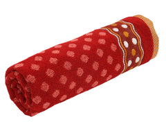 Kuber Industries Dot Printed Super Soft, Fluffy, and Absorbent Cotton Bath Towel, 30"x60" (Red)-50KM01784