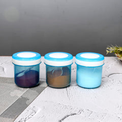 Kuber Industries Containers Set for Kitchen|BPA-Free Plastic 350 ML Storage Containers Set with Spoon for Kitchen|Pack of 6 (Sky Blue)