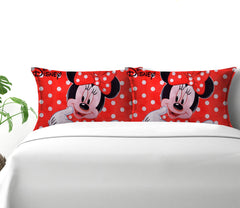 Kuber Industries Disney Team Minnie Mickey Print Silk Special Long Crush Pillow Cover- Set of 3, Royal Blue & Red & Black-KUBMART198, Standard