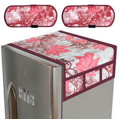 Kuber Industries Fridge Top Cover & Handle Cover Set | Fridge Top & Handle Cover Set | Refrigerator Cover & Handle Cover Combo Set | Tree Kniting Fridge & Handle Cover | Maroon