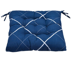 Heart Home Geomatric Printed Microfiber Square Chair Pad Seat Cushion for Rocking Chair, Office Chair, Dinning Chair, Indoor/Outdoor with Ties, 18 * 18 Inch- Pack of 4 (Blue)