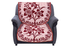Kuber Industries Flower Print 6 Piece Velvet 5 Seater Sofa Cover Use Both Side, Living Room, Drawing Room, Bedroom, Guest Room - Maroon-KUBMART011152