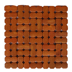 Kuber Industries Checkered Bamboo 6 Pieces Tea Coaster Set - Wooden