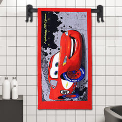 Kuber Industries Fictional Red Car Kids Bath Towel|Soft Cotton Towel for Kids|Sides Stitched Baby Towel|400 GSM Toddler Bath Towel|24x48 Inch|Pack of 2 (Red)