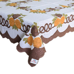 Heart Home Flower Printed Cotton 4 Seater Center Table Cover,40"x60" (White & Green)-44HH047