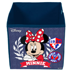 Heart Home Disney Minnie Print Durable & Collapsible Square Storage Box|Clothes Organizer With Handle,Pack of 2 (Blue)