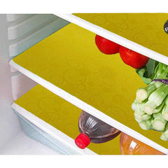 Kuber Industries Circle Design 6 Piece PVC Refrigerator Drawer Mat Set - Yellow-CTKTC28809