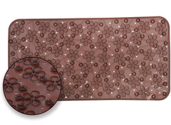 Kuber Industries CTKTC032658 Flower Design PVC Non Slip Bath Mat with Suction Cups (27"x14", Brown)