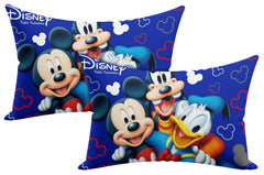 Kuber Industries Disney Team Mickey Print Silk Special Long Crush Pillow Cover- Set of 2, Royal Blue-KUBMART010042