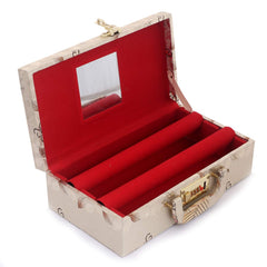 Kuber Industries Multipurpose Wooden Floral Design 2 Rod Bangle Box/Organizer/Case With Mirror & Number Lock System (Gold)-47KM0649