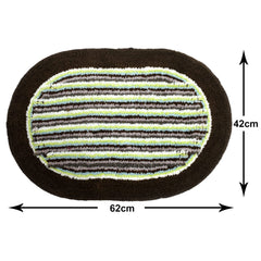 Heart Home Strips Design Soft Cotton Machine Washable Doormat, BathMat- Pack of 3 (Brown & Green)-50HH01914