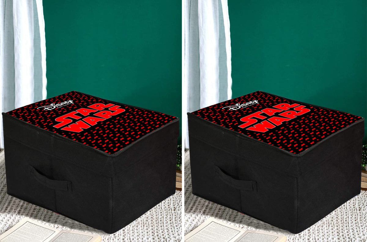 Heart Home Star War Printed Multipurposes Non-Woven Flodable Storage Box/Oragnizer- Pack of 2 (Black)-HS43HEARTH26584