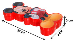 Heart Home Mickey Mouse Design Double Deck Durable Plastic Pencil Box, Small Plastic Pencil Case With Free Stationery (Red)