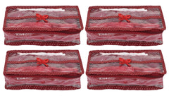 Kuber Industries Multiuses Dot Printed Tranasparent Bangle Box/Organizer/Kit/Case With 1 Rod- Pack of 4 (Maroon)