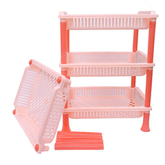 Kuber Industries Plastic 2 Pieces 4 Layer Multi-Purpose Kitchen Storage Basket Rack (Beige)-Ctktc25280