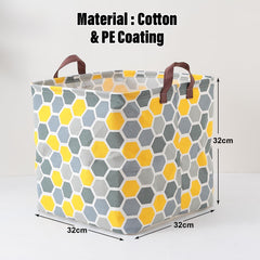Kuber Industries Foldable Storage Basket|Square Toy Storage Bin|Side Grab Handle|Wardrobe, Closet Organizer (Multi)