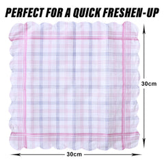 Heart Home Handkerchiefs | Soft Cotton | Hankies for Woman | Hankies for Girls | Check Cutwork | Rumal for Woman | Girls | Wicking Sweat | Set of 24 | White