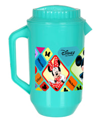 Kuber Industries Mickey Minnie Print Unbreakable Plastic Water Jug with Lid for Home, Kitchen, Office 2 Liter Pack of 2 (Green)