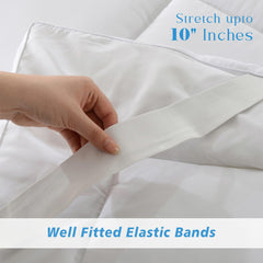 Heart Home Mattress Padding | Cotton Double Bed Mattress Topper | Waterproof Mattress Padding | Mattress Padding Topper with Elastic Band Straps | 72x78 Inch | White