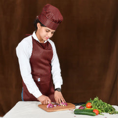 Heart Home Linning Printed Apron with 1 Front Pocket- Pack of 3 (Black & Maroon)-50HH0745