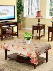 Kuber Industries Check Printed Home Decorative Luxurious 4 Seater Cotton Center Table Cover/Table Cloth, 40"x60" (Light Orange)-44KM02