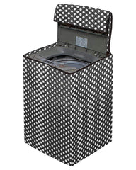 Heart Home Multiuses Dot Printed PVC Top Load Washing Machine Cover/Protector (Black)