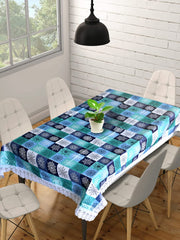 Heart Home Multicheck Printed PVC Spillproof, Waterproof, Antislip, Wipe Clean 6 Seater DinningTable Cover with White Lace Border, 60"x90" (Multicolor)