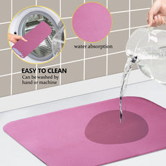 Heart Home Microfiber Reversible Dish Drying Mat with Absorbent Parity for Kitchen 19"x 15",Pack of 3 (Pink)