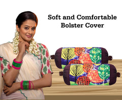 Kuber Industries Bolster Cover|Polyester Bolster Cover Set|Diwan Round Bolster Pillow Covers|Luxurious Mushroom Print Roll Masand Cover|Pack of 6 (Multi)