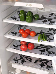 Kuber Industries Birds Design 4 Pieces PVC Refrigerator/Fridge Multipurpose Drawer Mat Set(White)-CTKTC032453