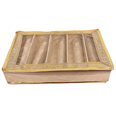 Kuber Industries Brocade Cloth 5 Rod Bangle Box, Gold