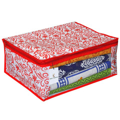 Kuber Industries Floral Design 4 Piece Non Woven Saree Cover, Red