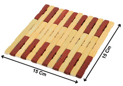 Kuber Industries Pencil Design Square Bamboo Coasters for Home Set of 2 Pan Pot Holder Heat Insulation Pad (Brown)