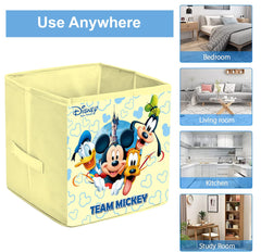 Heart Home Non-Woven Mickey & Friend Print Flodable Storage Box/Wardrobe Organizer For Home Decor, Pack of 2 (Cream) 54HH4247.