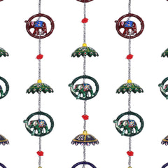 Kuber Industries Umbrella Shape Door Hanging Windchimes Pairs |3 Paper Mache & 3 Elephants for Home Decoration (Multicolor)
