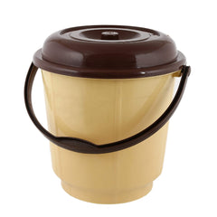 Kuber Industries Multipurpose Plastic Bucket with Lid 18 LTR (Cream)-Pack of 2-KUBMART15246