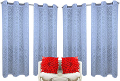 Kuber Industries Cotton 4 Pieces 7 Feet Eyelet Door Curtain (Blue) -CTKTC12960